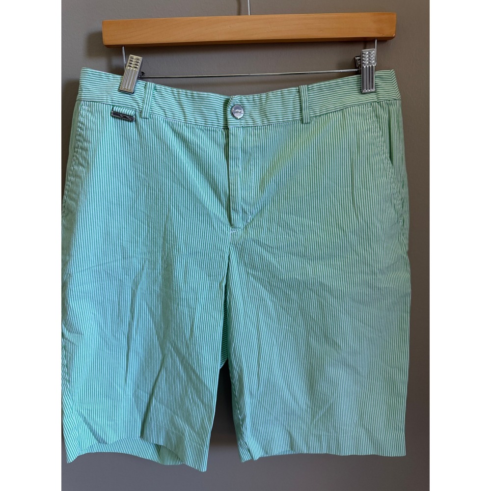 Lauren Ralph Lauren Green Striped Women's Shorts Size 10 Preppy Athletic